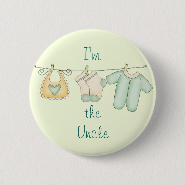 Macaron Rond 5 Cm Je suis l'oncle Cute New Baby (Devant)