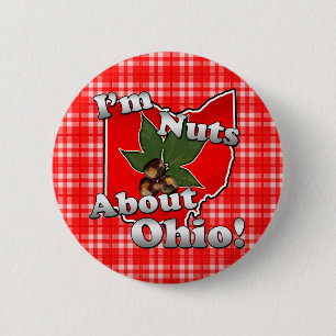 Macaron Rond 5 Cm Je suis Nuts au sujet de l'Ohio, écrou drôle de