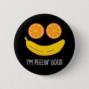 Macaron Rond 5 Cm Je suis Peelin Bon Amusant Fruit Pun Dark BG