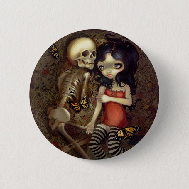 Macaron Rond 5 Cm "Je suis presque avec vous" bouton (Devant)