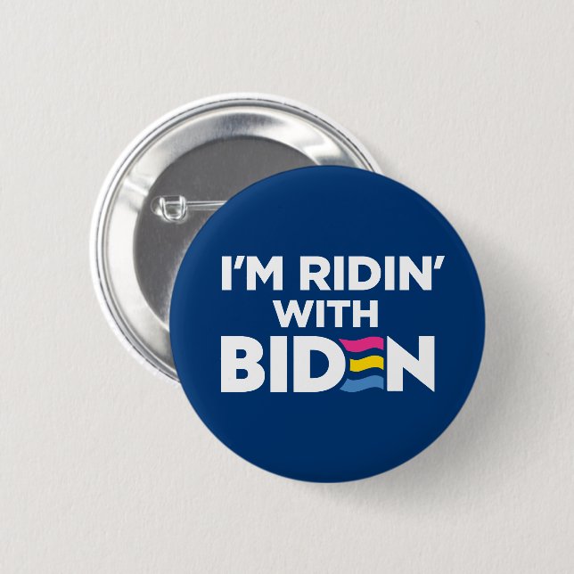 Macaron Rond 5 Cm Je suis Ridin With Biden 2024 LGBTQ Pansexual (Devant & derrière)