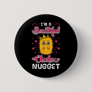 Macaron Rond 5 Cm Je suis un beau fans de Nuggies amoureux de Chicke