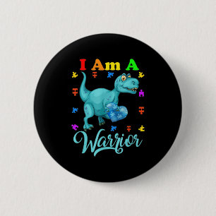 Macaron Rond 5 Cm Je Suis Un Guerrier Autisme Famille TRex Dinosaure