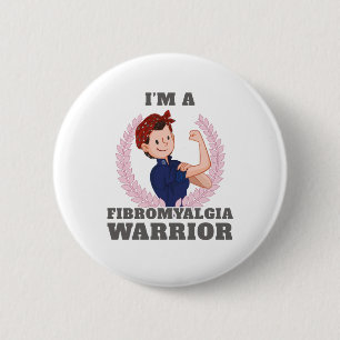 Macaron Rond 5 Cm Je suis un guerrier Fibromyalgia FM cadeau de sens