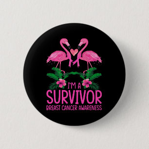 Macaron Rond 5 Cm Je suis un survivant Flamant rose de sensibilisati