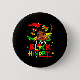 Macaron Rond 5 Cm Je suis une fille afro de l'histoire noire Prince