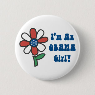 Macaron Rond 5 Cm Je suis une fille d'Obama