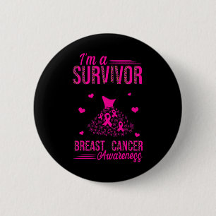 Macaron Rond 5 Cm Je suis une survivante rose Ruban femmes cancer du