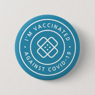 Macaron Rond 5 Cm Je suis vacciné contre le Covid-19   Bande bleue