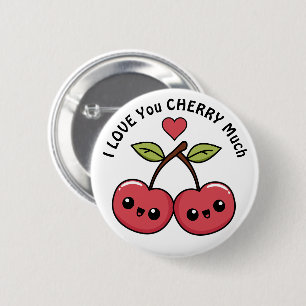 Macaron Rond 5 Cm Je T'Aime Beaucoup Cherry