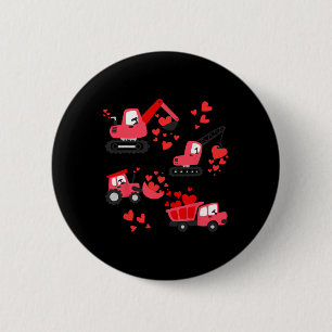 Macaron Rond 5 Cm Je t'aime Camions de construction pour la Saint-Va