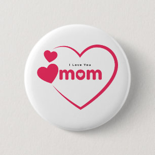 Macaron Rond 5 Cm Je t'aime maman, cadeau de fête des mères, pour ma
