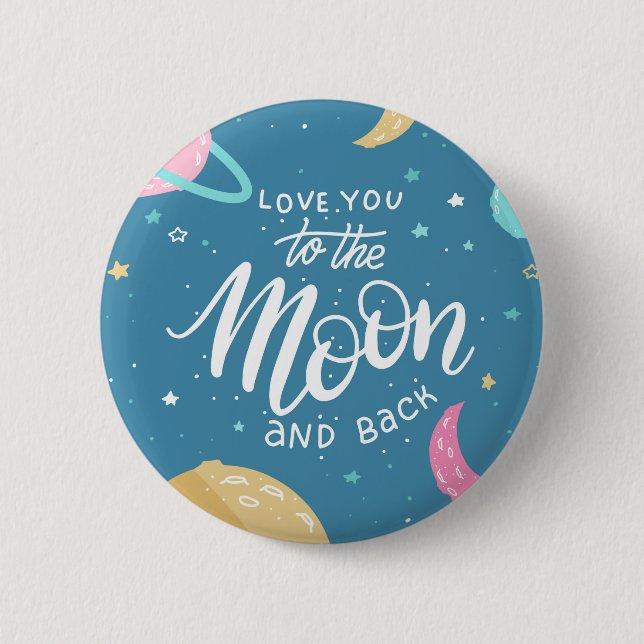 Macaron Rond 5 Cm Je T'Aime Sur La Lune Et De Retour (Devant)