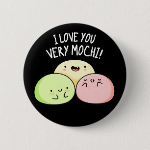 Macaron Rond 5 Cm Je T'Aime Très Mochi Funny Food Pun Dark BG