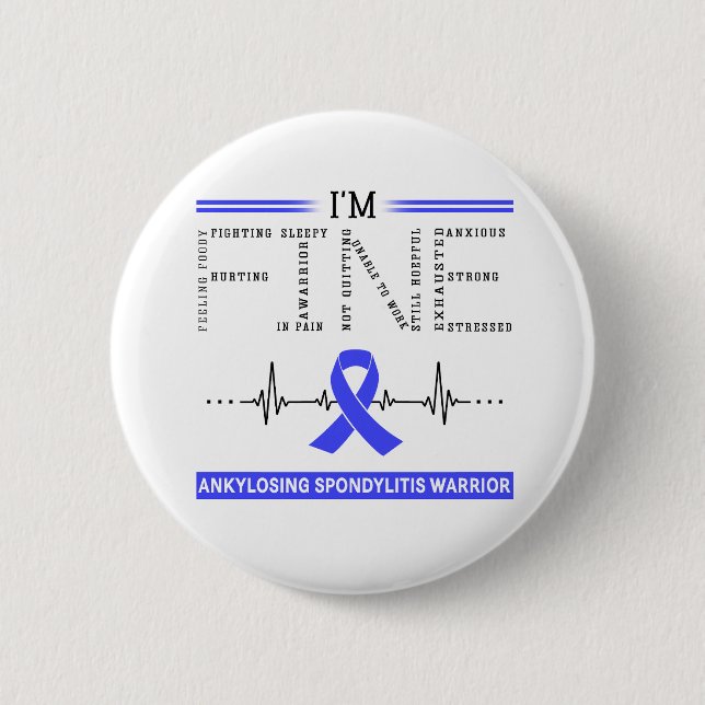 Macaron Rond 5 Cm Je vais bien Ankyloser Spondylitis Guerrier (Devant)