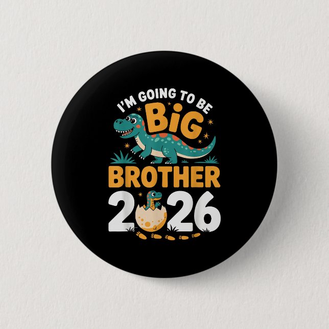 Macaron Rond 5 Cm Je vais être Big Brother 2026 - Grossesse Dino (Devant)