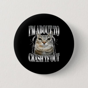 Macaron Rond 5 Cm Je vais m'écraser Drôle de chat qui fixe Brainrot 