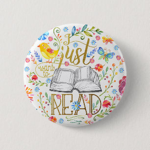Macaron Rond 5 Cm Je veux juste lire le bouton blanc