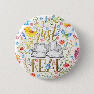 Macaron Rond 5 Cm Je veux juste lire le bouton blanc