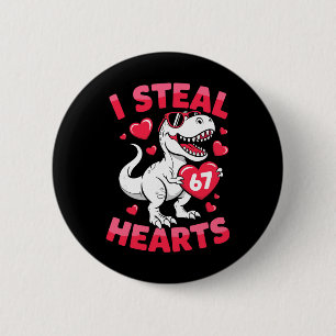 Macaron Rond 5 Cm Je vole 67 cœurs Drôle 67 Saint-Valentin Dinosaure