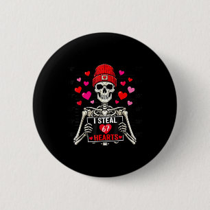 Macaron Rond 5 Cm Je vole 67 cœurs Saint-Valentin 67 Meme 6 7 squele