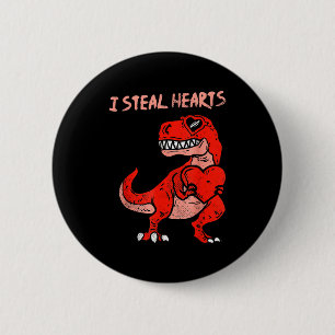 Macaron Rond 5 Cm Je vole des cœurs Dinosaure Trex Dino Amour Saint-