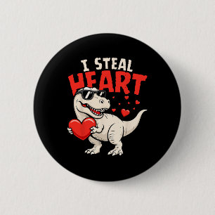 Macaron Rond 5 Cm Je vole des cœurs Dinosaures Saint-Valentin pour g
