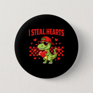 Macaron Rond 5 Cm Je vole des coeurs Saint Valentin Dinosaure Mignon