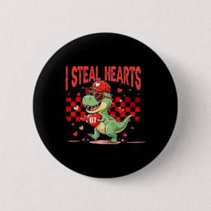 Macaron Rond 5 Cm Je vole des cœurs Saint-Valentin Garçons Dinosaure