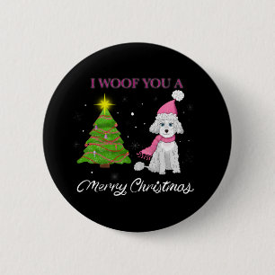 Macaron Rond 5 Cm Je Vous Woof Un Joyeux Noël Bouton Caniche Mignon