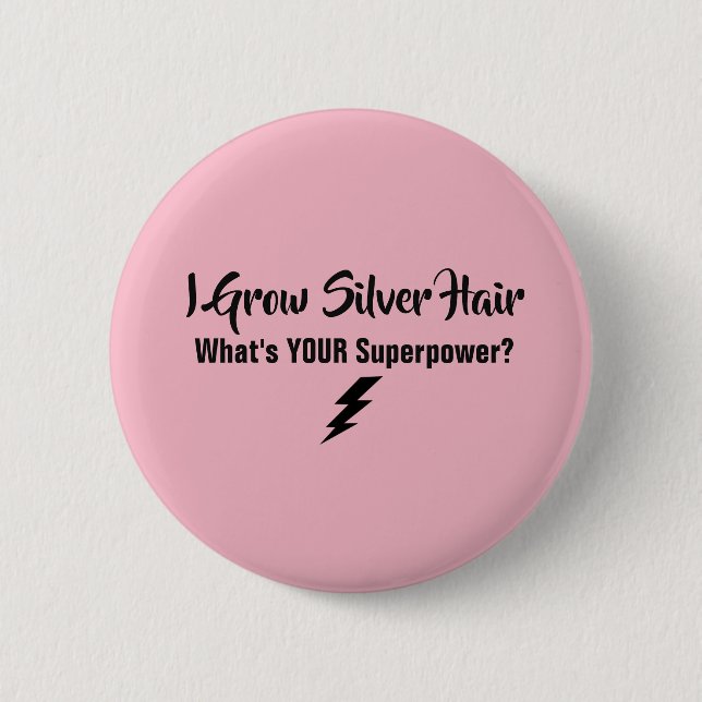 Macaron Rond 5 Cm J'élève le bouton argenté de cheveux (Devant)