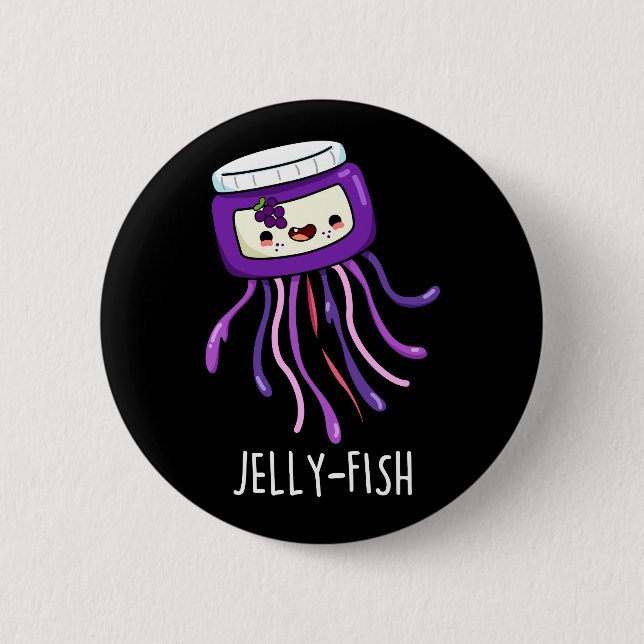 Macaron Rond 5 Cm Jelly-fish Drôle Jelly Jar Pun Dark BG (Devant)
