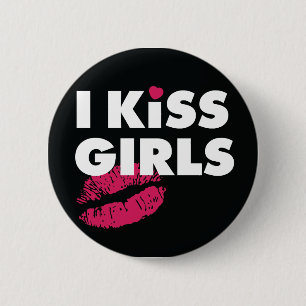 Macaron Rond 5 Cm J'embrasse le bouton de filles