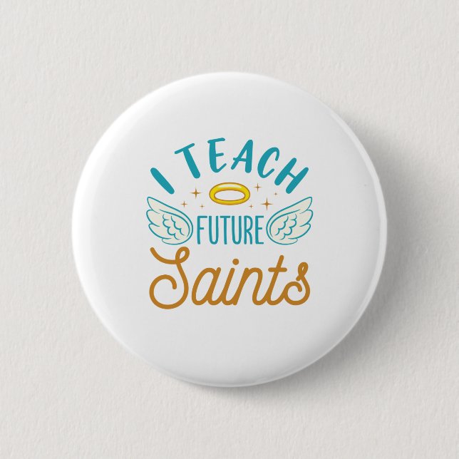Macaron Rond 5 Cm J'enseigne les futurs saints École catholique ense (Devant)