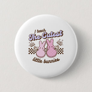 Macaron Rond 5 Cm J'Enseigne Les Petits lapins Cutest Enseignant Pâq