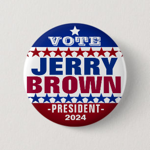 Macaron Rond 5 Cm Jerry Brown pour le bouton de campagne Président 2
