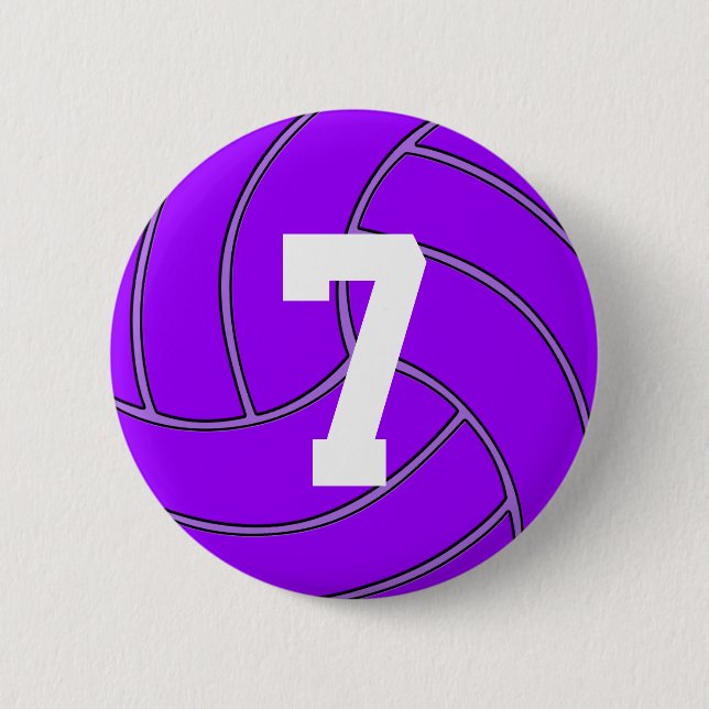 Macaron Rond 5 Cm Jersey de volleyball violet nombre ou Initiales pi (Devant)
