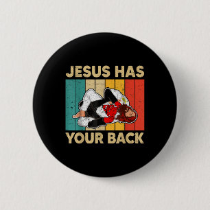 Macaron Rond 5 Cm Jésus A Ton Dos Jiu Jitsu Retro Christian Men