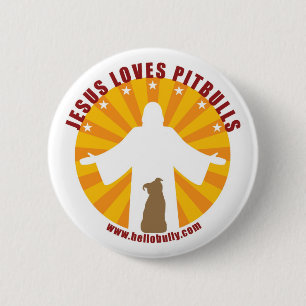 Macaron Rond 5 Cm Jésus aime le Pin de Pitbulls
