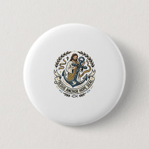 Macaron Rond 5 Cm Jésus Ancre Espoir Scellé Jésus Ancre Espoir Scell