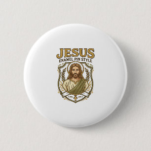 Macaron Rond 5 Cm  Jésus Broche en émail Style Jésus Broche en émail
