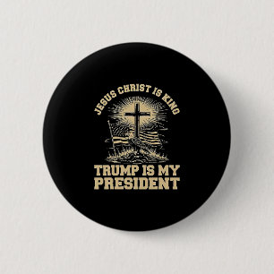 Macaron Rond 5 Cm Jésus-Christ est roi Trump est mon président