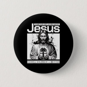 Macaron Rond 5 Cm Jésus Christ Seigneur Et Rédempteur Design