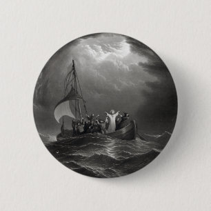 Macaron Rond 5 Cm Jésus-Christ stille la tempête