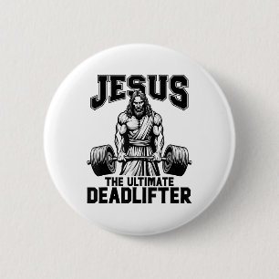 Macaron Rond 5 Cm Jésus Christ The Ultimate Deadlifter Funny Christi