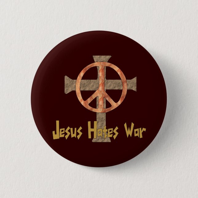 Macaron Rond 5 Cm Jésus déteste la guerre (Devant)