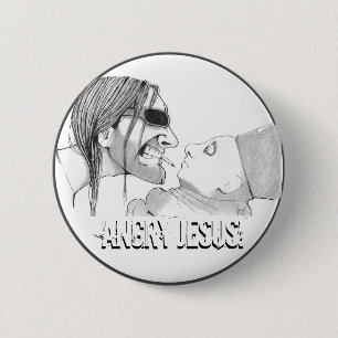 Macaron Rond 5 Cm Jesus en colère