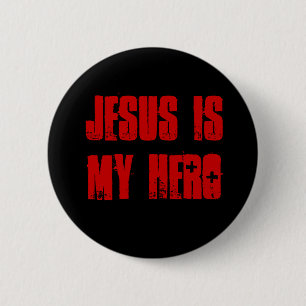 Macaron Rond 5 Cm "Jésus est bouton de pinback de mon HÉROS"