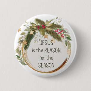 Macaron Rond 5 Cm Jésus est la raison de la citation de Noël de la