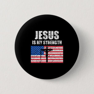 Macaron Rond 5 Cm Jésus Est Ma Force Drapeau Usa Croix Chrétienne Ar
